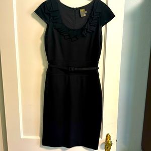 Taylor Dress Jersey Knit Cap Sleeve Black Belt 6